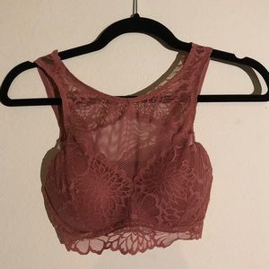 Rose PINK high neck Lace Bra/ Bralette